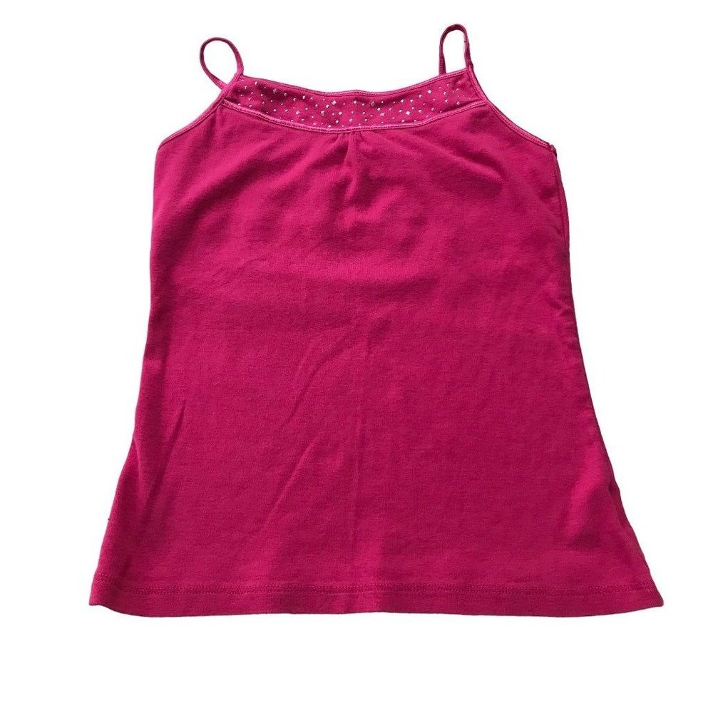 10/12 Place Girls Hot Pink Studded Neckline Camisole Built in Bralette